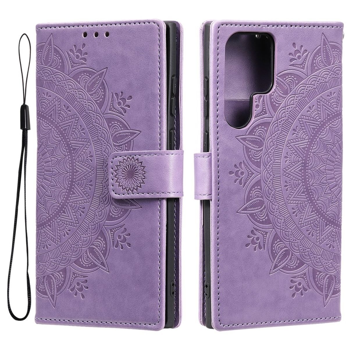 Hülle für Samsung Galaxy S22 Ultra Handyhülle Flip Case Cover Etui Mandala Lila