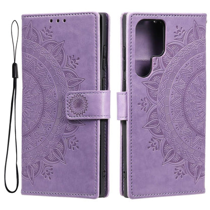 Hülle für Samsung Galaxy S22 Ultra Handyhülle Flip Case Cover Etui Mandala Lila