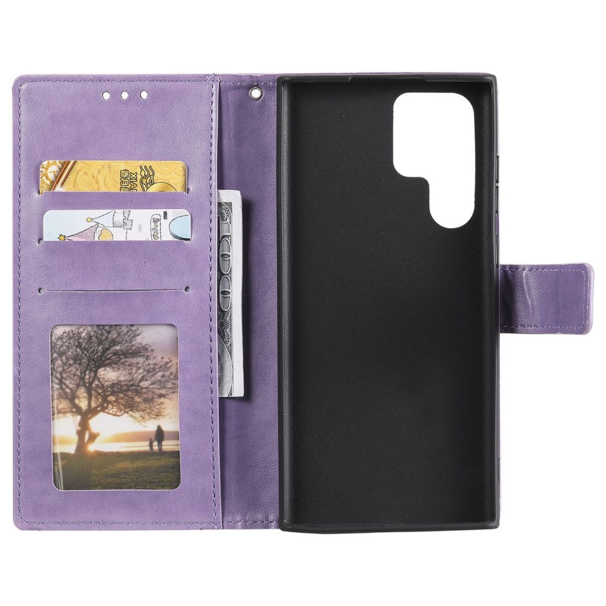 Hülle für Samsung Galaxy S22 Ultra Handyhülle Flip Case Cover Etui Mandala Lila