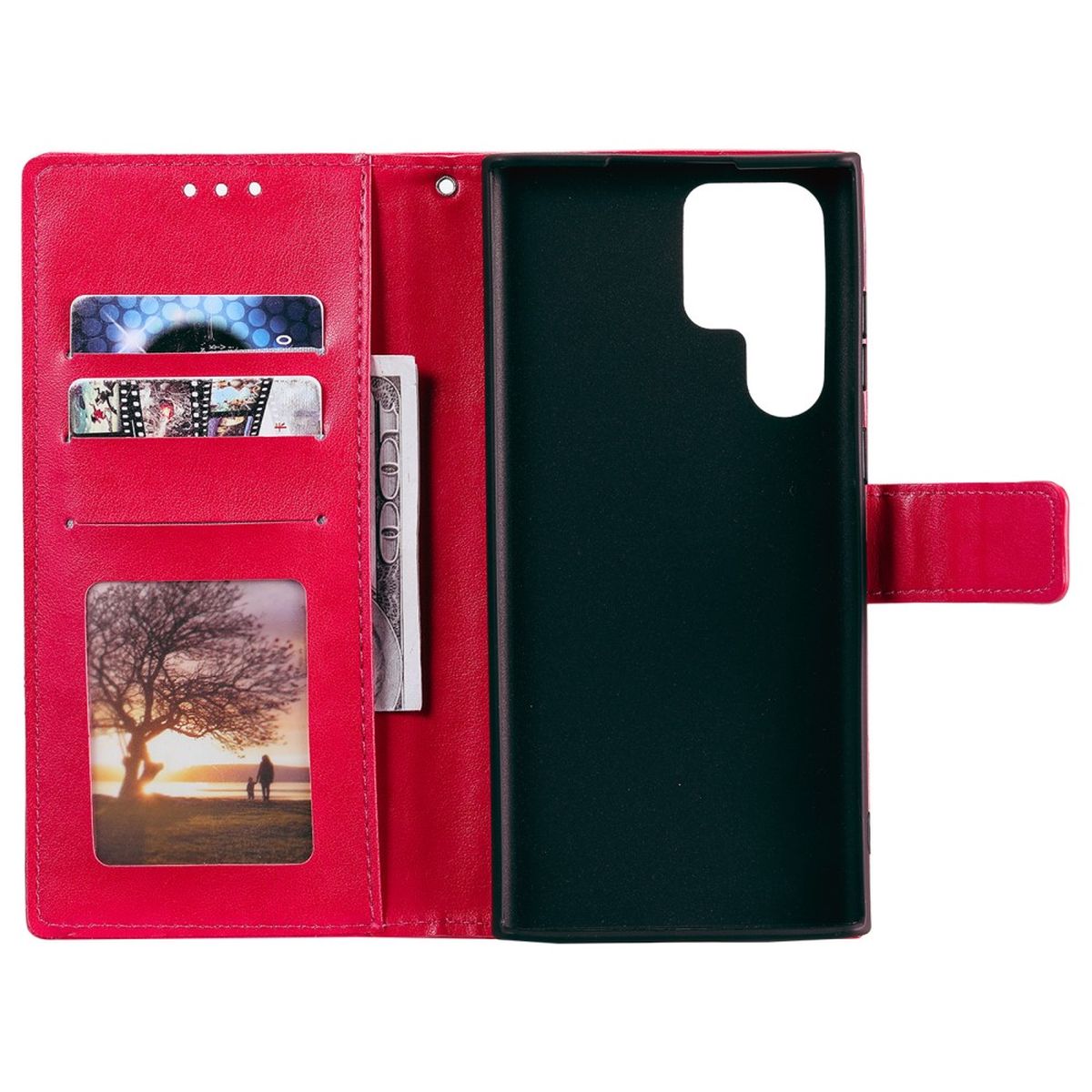 Hülle für Samsung Galaxy S22 Ultra Handyhülle Flip Case Cover Etui Mandala Pink