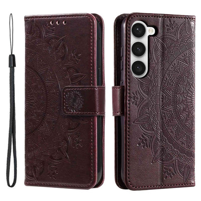 Hülle für Samsung Galaxy S23 Handyhülle Flip Case Cover Etui Mandala Braun