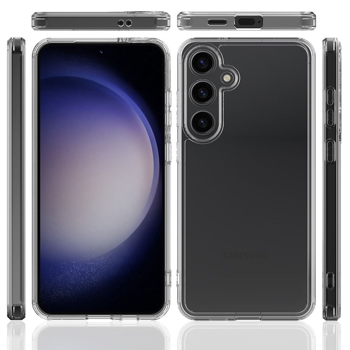 Hülle für Samsung Galaxy S24+ Handyhülle Case Hybrid Silikon Bumper Cover Klar