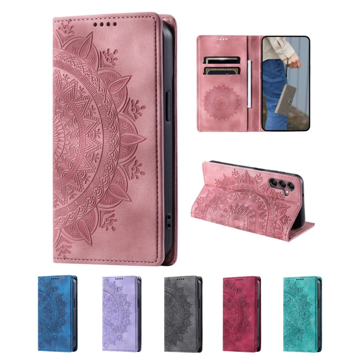 Hülle für Samsung Galaxy S24+ Handyhülle Flip Case Cover Tasche Etui Mandala