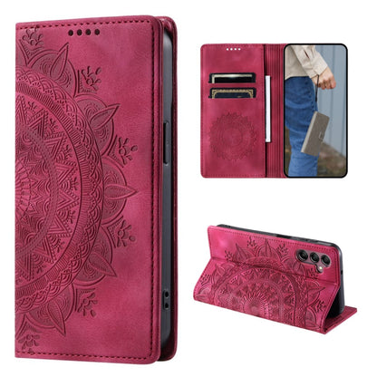 Hülle für Samsung Galaxy S24+ Handyhülle Flip Case Cover Tasche Mandala Rot