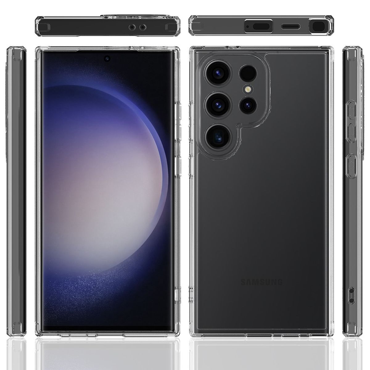Hülle für Samsung Galaxy S24 Ultra Handy Case Hybrid Silikon Bumper Cover Klar