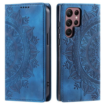 Hülle für Samsung Galaxy S24 Ultra Handyhülle Flip Case Cover Etui Mandala Blau