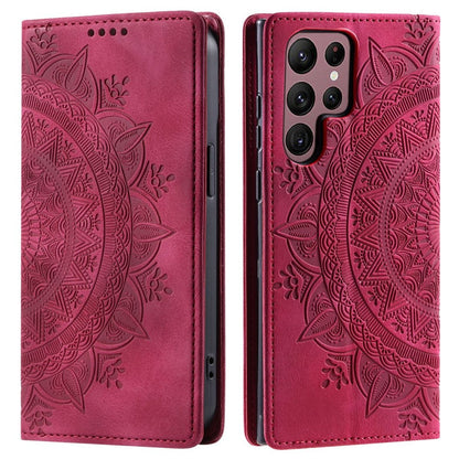 Hülle für Samsung Galaxy S24 Ultra Handyhülle Flip Case Cover Etui Mandala Rot