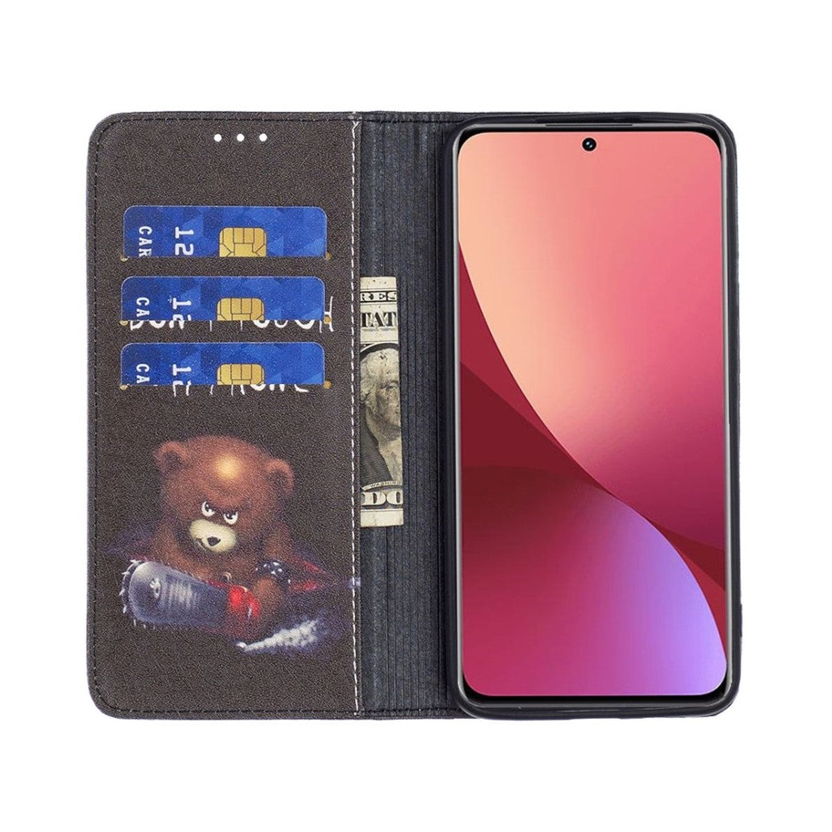 Hülle für Xiaomi 12/12X Handyhülle Flip Case Cover Tasche Schutzhülle Motiv Bär