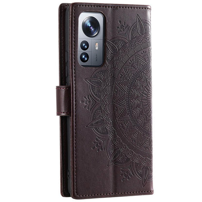 Hülle für Xiaomi 12 Pro Handyhülle Flip Case Cover Tasche Etui Mandala Braun