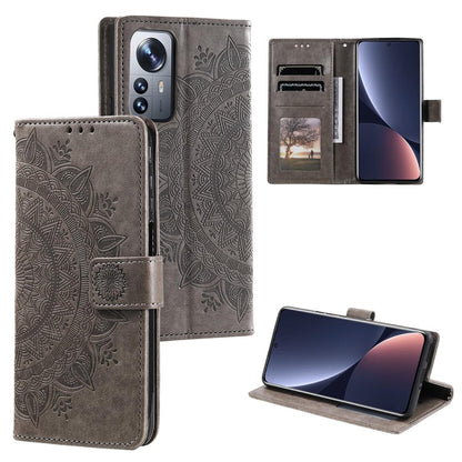 Hülle für Xiaomi 12 Pro Handyhülle Flip Case Cover Tasche Etui Mandala Grau