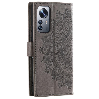 Hülle für Xiaomi 12 Pro Handyhülle Flip Case Cover Tasche Etui Mandala Grau