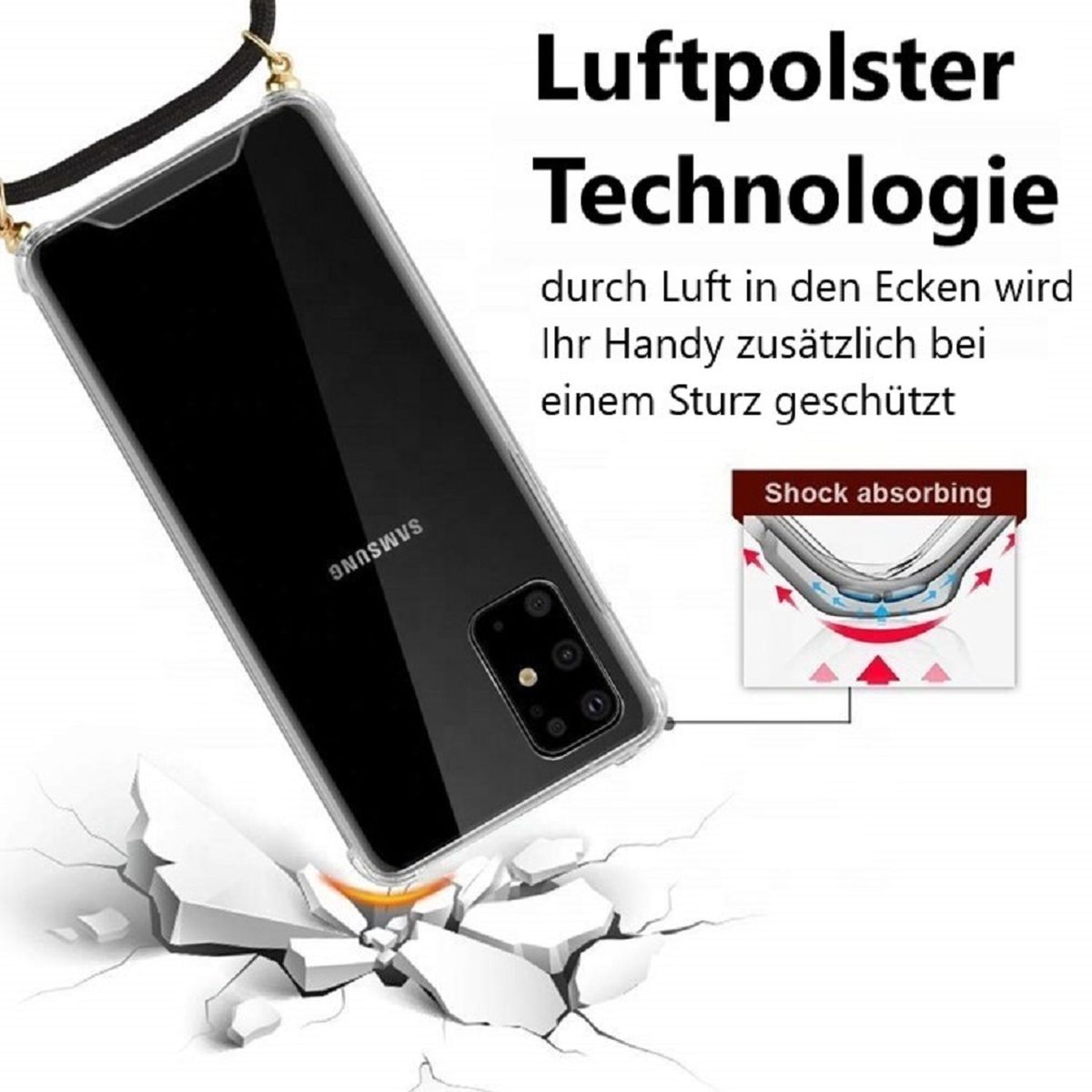 Hülle für Xiaomi Redmi 10C Handykette Silikon Cover Kette Handyhülle Case klar