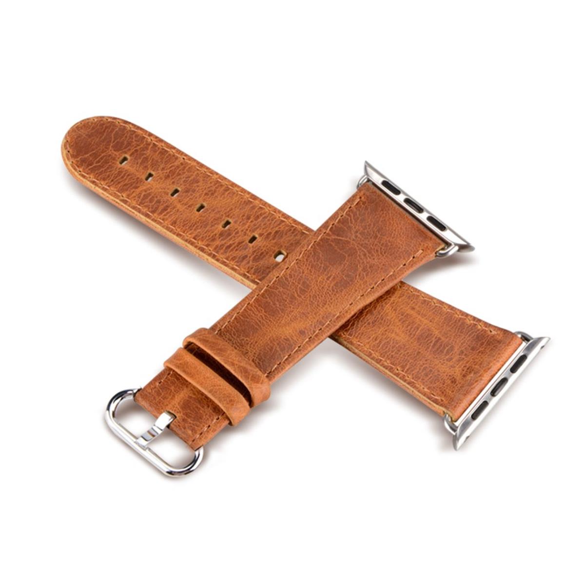 Leder Armband für Apple Watch 49/45/44/42mm Series Ultra/8/7/6/SE/5/4 Hellbraun