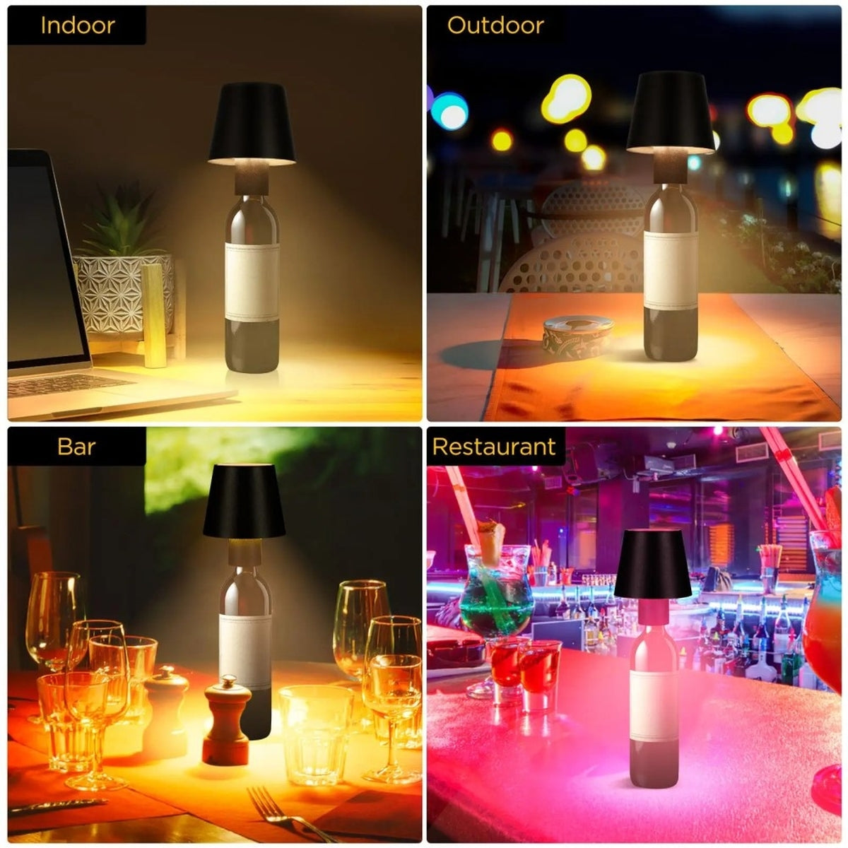Tischleuchte Akku Flaschenlampe 5200 mhA Touchfunktion Dimmbare LED RGB Licht