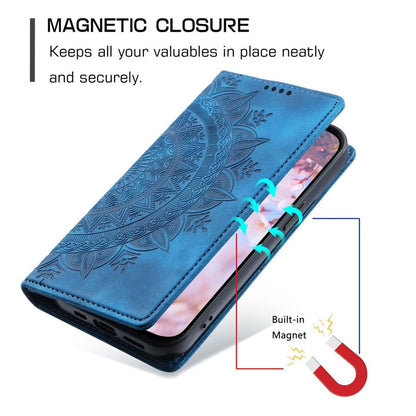Hülle für Samsung Galaxy A55 5G Handyhülle Flip Case Cover Tasche Mandala Blau