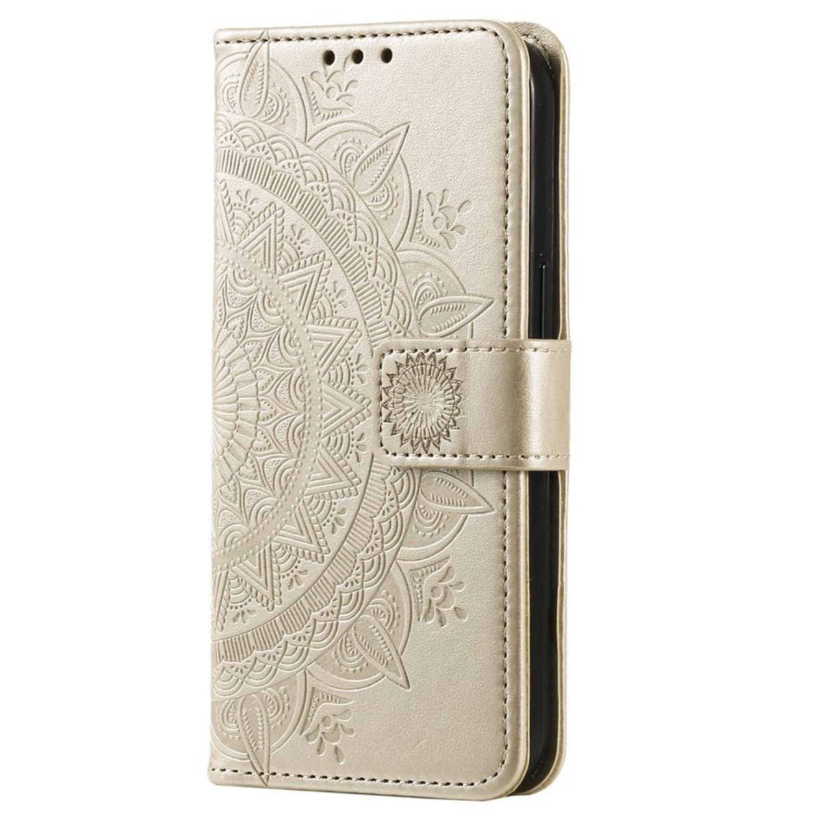 Hülle für Samsung Galaxy S23+ Handyhülle Flip Case Cover Etui Mandala Gold