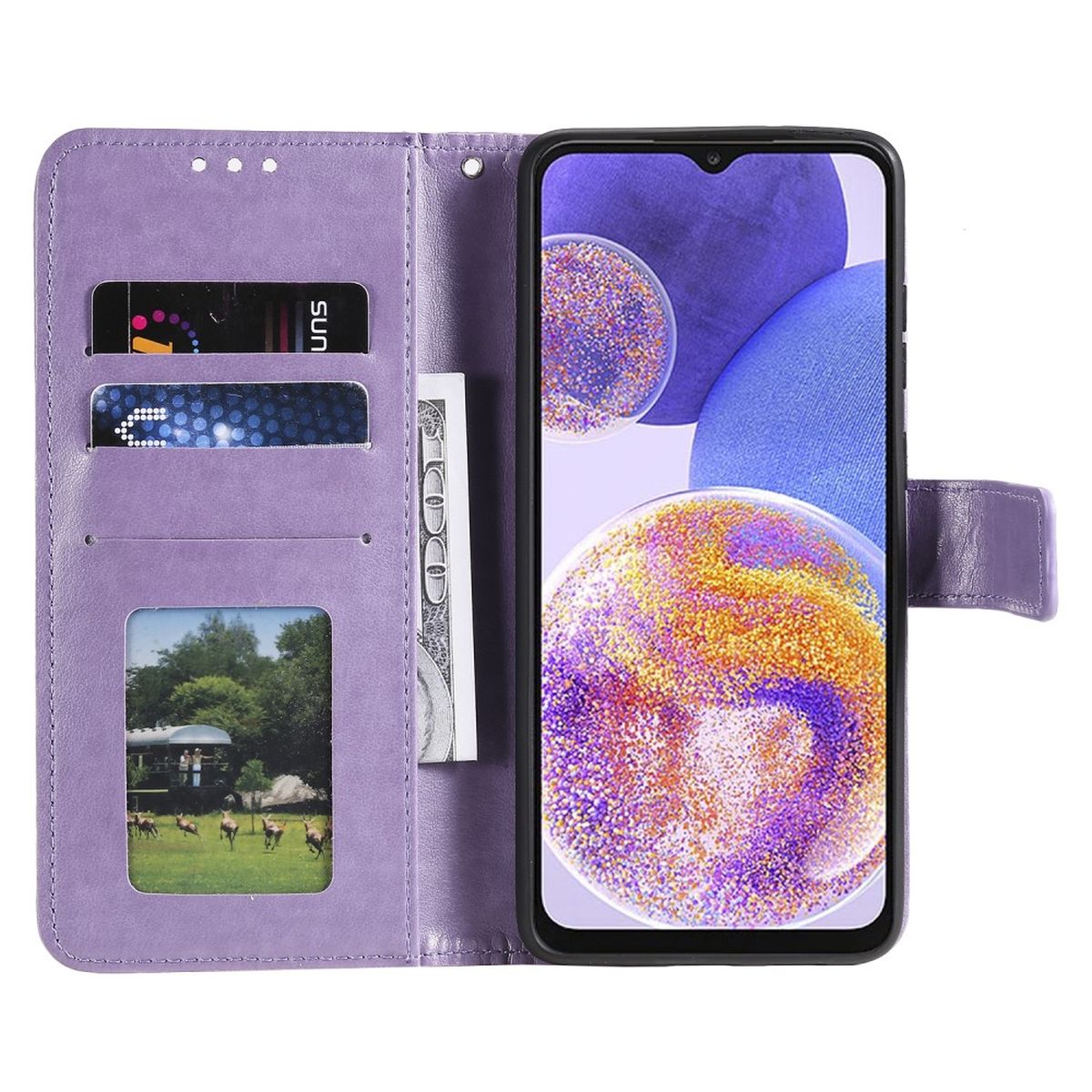 Hülle für Samsung Galaxy A23 Handyhülle Flip Case Cover Schutzhülle Mandala Lila