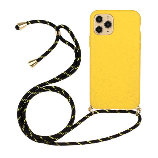 Hülle für Apple iPhone 13 Pro Handy Silikon Case Handykette Band Schnur Gelb