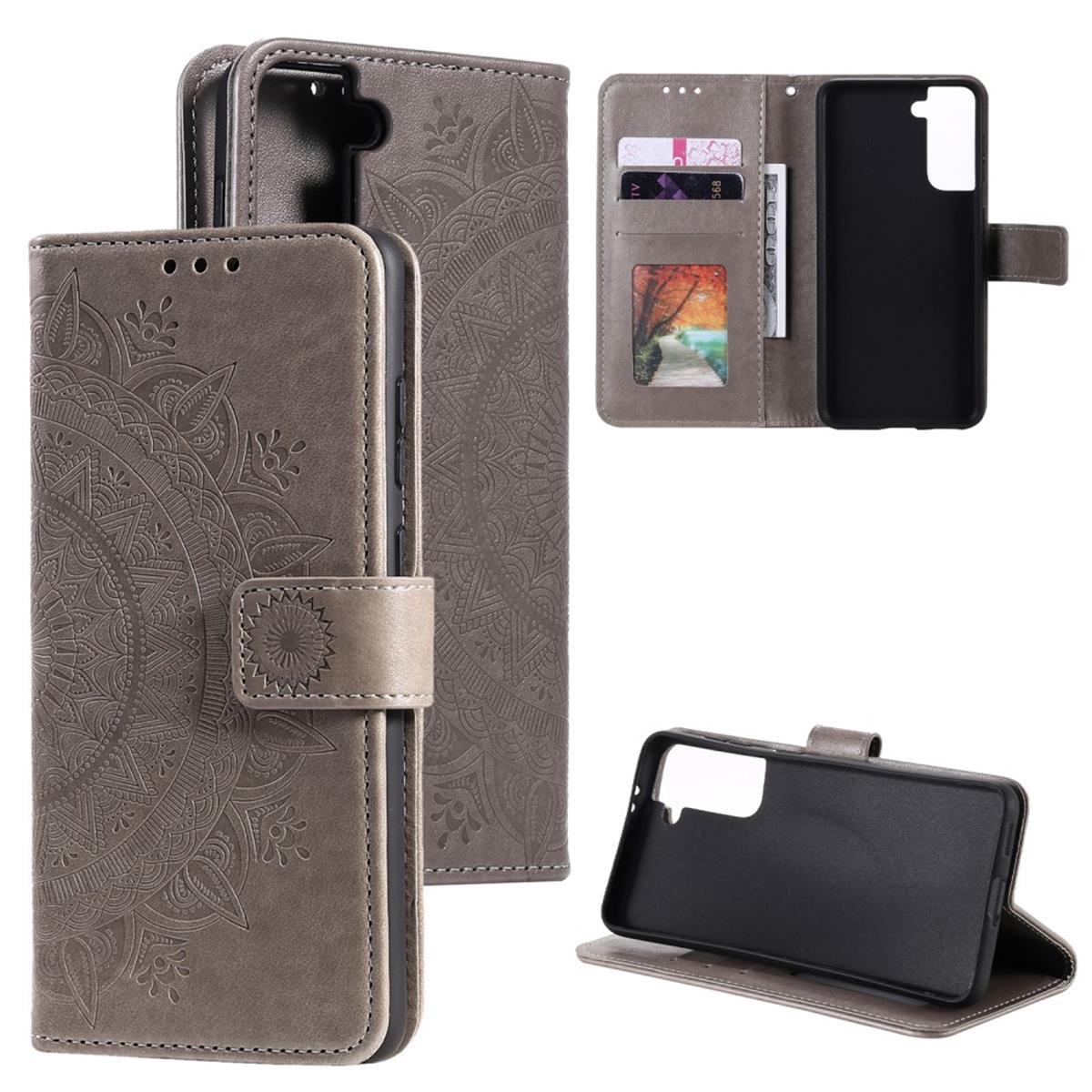 Hülle für Samsung Galaxy S21 Plus Handyhülle Flip Case Cover Schutzhülle Mandala Grau