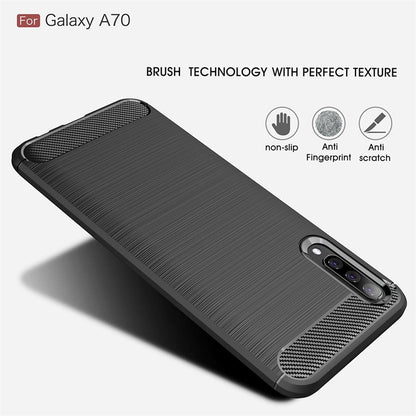 Hülle für Samsung Galaxy A70 Handyhülle Schutzhülle Silikon Case Carbon farben