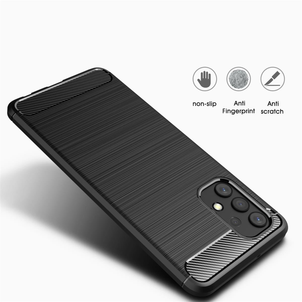 Hülle für Samsung Galaxy A32 4G Handyhülle Silikon Case Handy Cover Carbonfarben