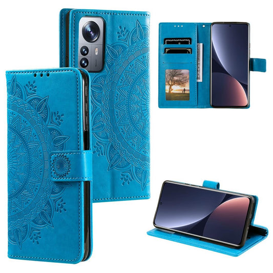 Hülle für Xiaomi 12 Pro Handyhülle Flip Case Cover Tasche Etui Mandala Blau