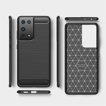 Hülle für Samsung Galaxy S21 Ultra Handyhülle Silikon Case Cover Etui Bumper Carbonfarben