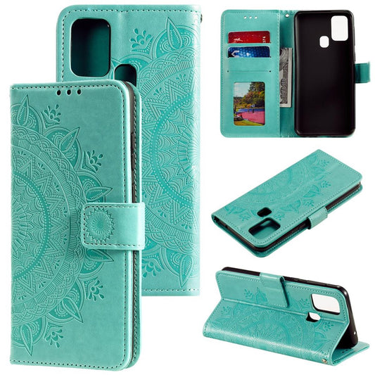 Hülle für Samsung Galaxy A21s Handyhülle Flip Case Cover Tasche Mandala Grün