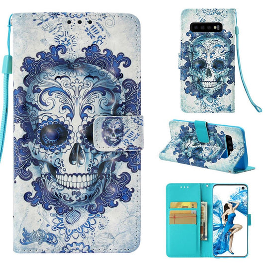 Hülle für Samsung Galaxy S10 Handyhülle Flip Case Cover Bumper Motiv Totenkopf