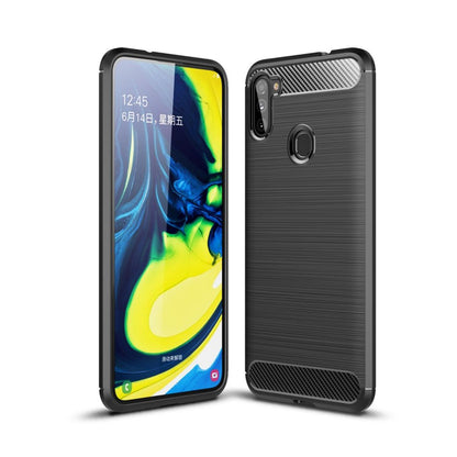 Hülle für Samsung Galaxy M11/A11 Handyhülle Silikon Case Cover Carbonfarben