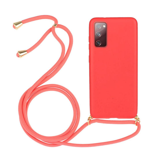 Hülle für Samsung Galaxy S20 FE Handyhülle Silikon Case Band Handykette Kordel Schnur Rot