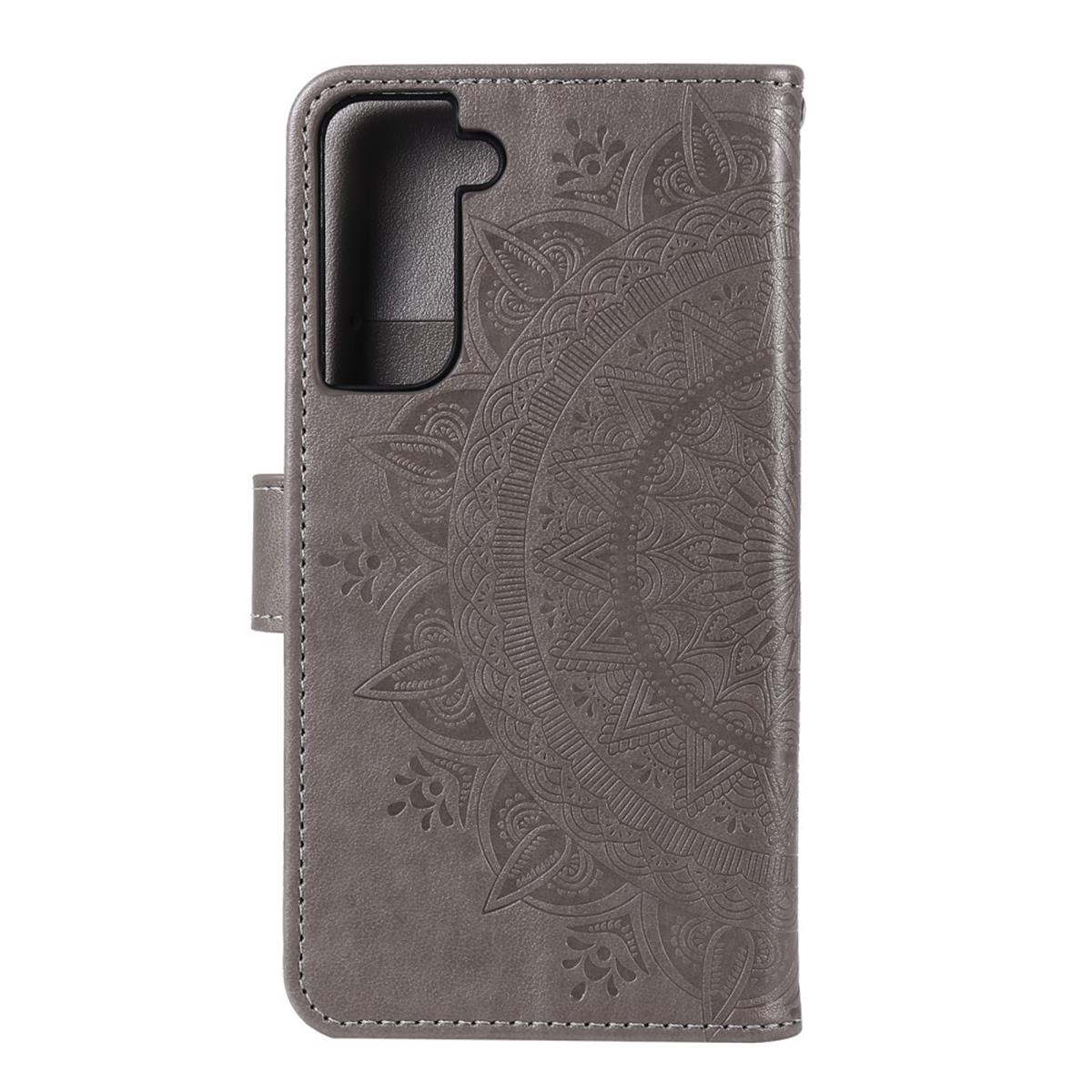Hülle für Samsung Galaxy S21 Plus Handyhülle Flip Case Cover Schutzhülle Mandala Grau
