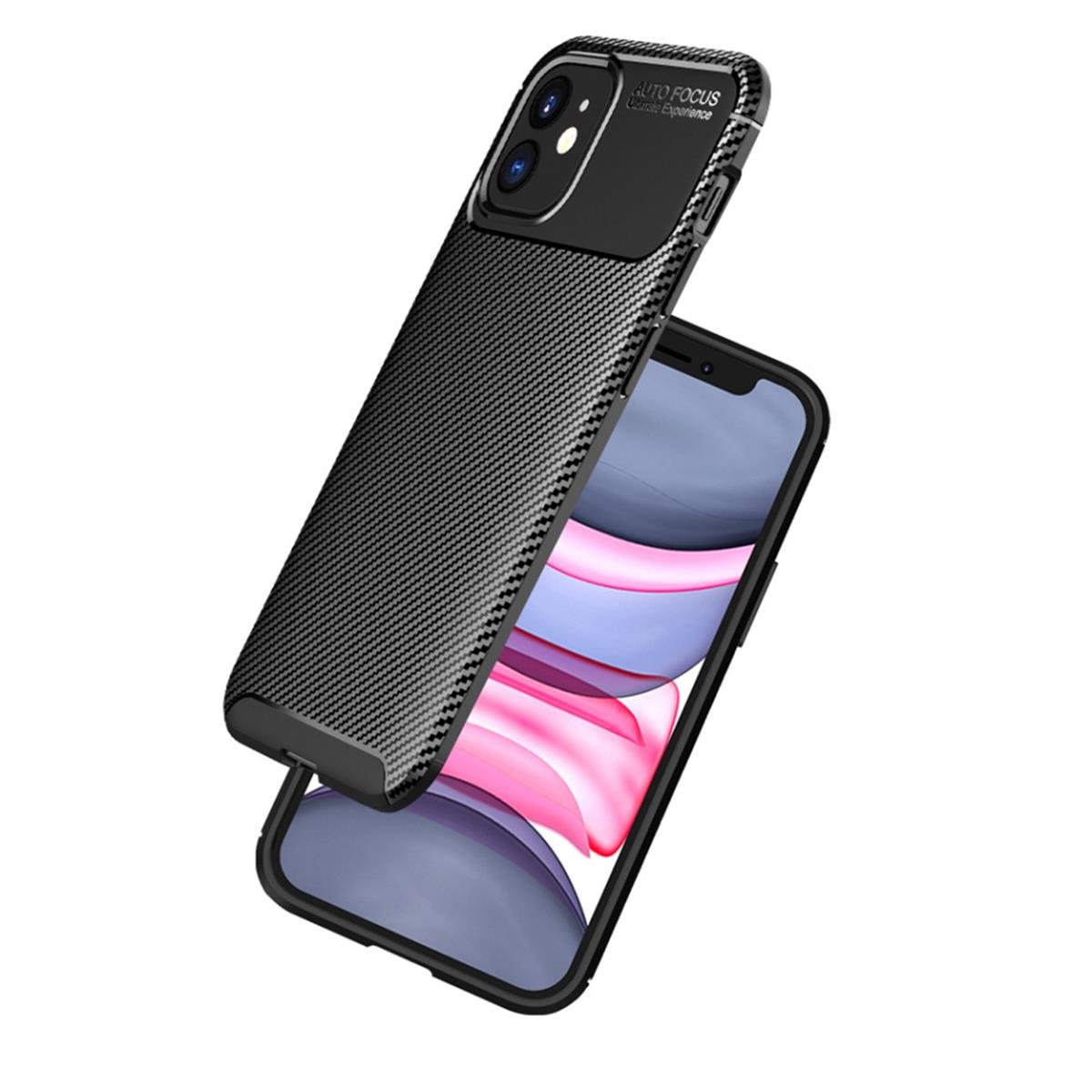 Hülle für Apple iPhone 12 / iPhone 12 Pro Handyhülle Silikon Case Carbonfarben