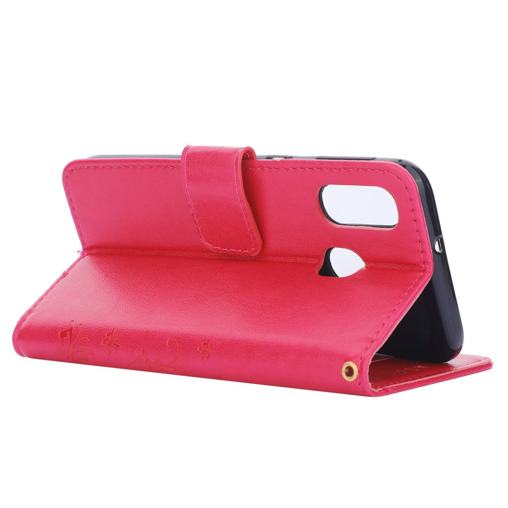 Hülle für Samsung Galaxy A40 Handyhülle Flip Case Schutz Schmetterling Pink