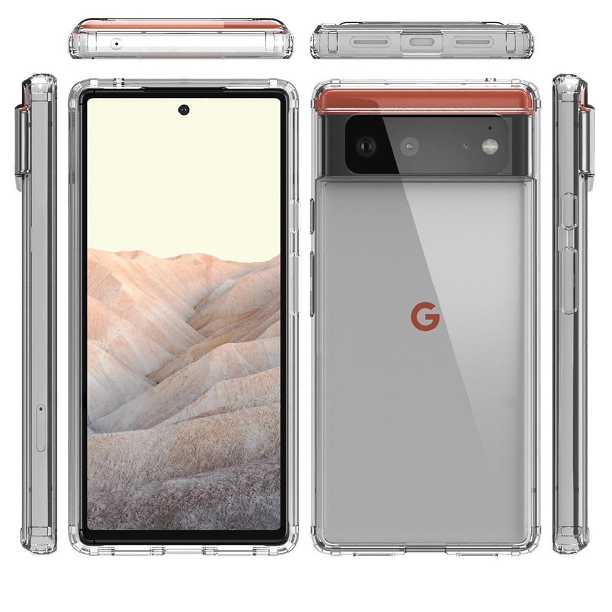 Hülle für Google Pixel 6 Handyhülle Hybrid Silikon Case Bumper Cover Klar