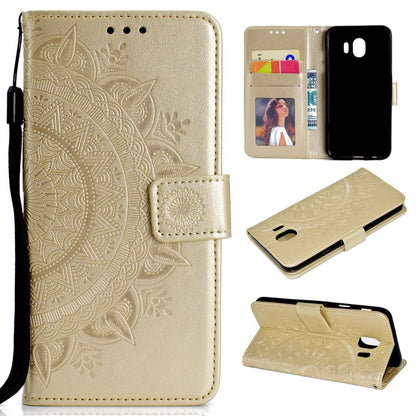 Hülle für Samsung Galaxy J4 2018 Handyhülle Flip Case Schutz Cover Mandala Gold