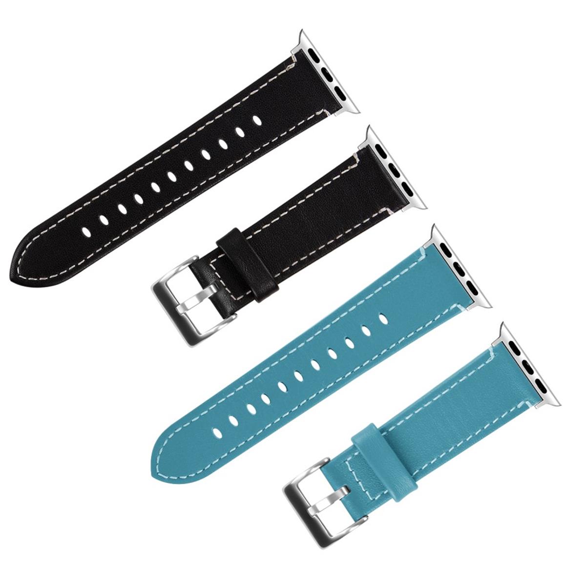 Leder Armband für Apple Watch 49/45/44/42mm Retro Series Ultra/8/7/6/SE/5/4 Blau