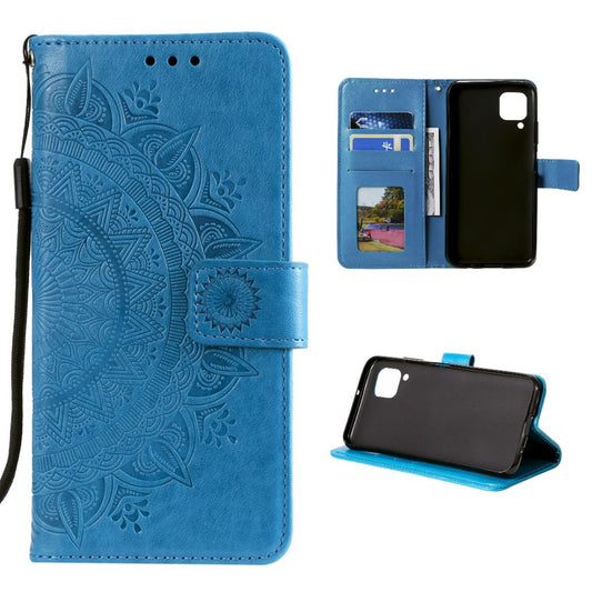 Hülle für Samsung Galaxy A12/M12 Handyhülle Flip Case Cover Tasche Mandala Blau