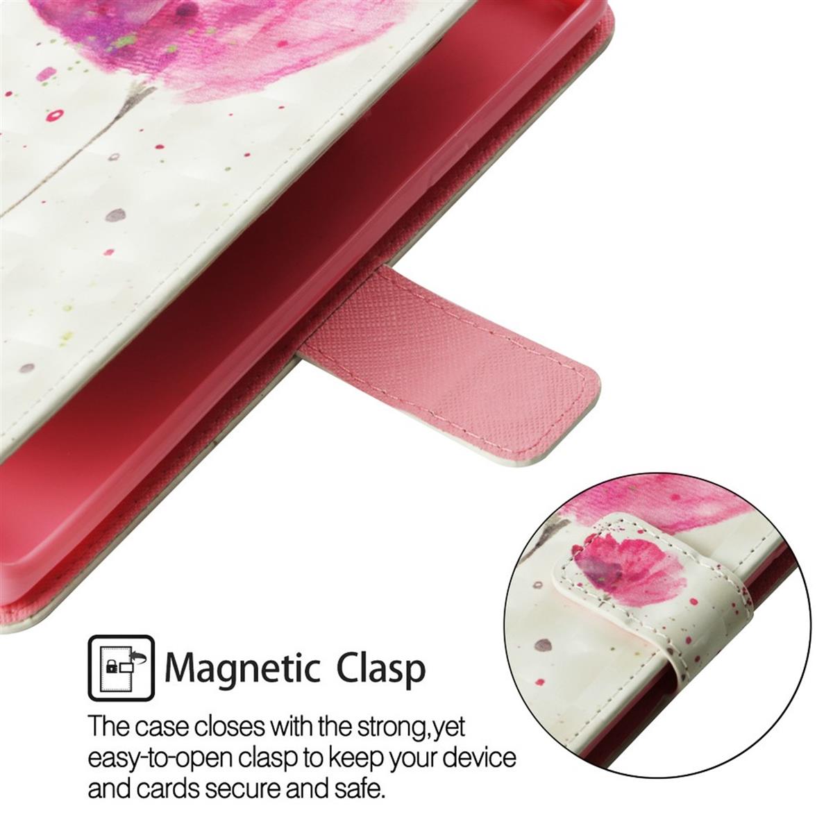 Hülle für Samsung Galaxy S10e Handyhülle Flip Case Schutzhülle Motiv Blume rosa