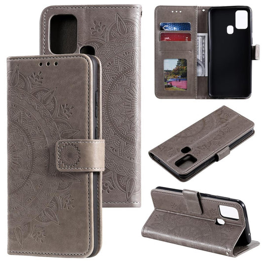 Hülle für Samsung Galaxy M21/M30s Handyhülle Flip Case Cover Mandala Grau