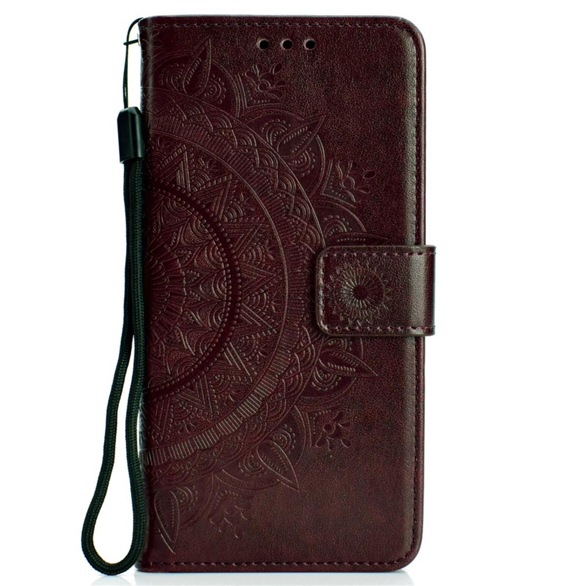 Hülle für Samsung Galaxy A10 Handyhülle Schutz Tasche Flip Case Etui Cover Mandala Braun