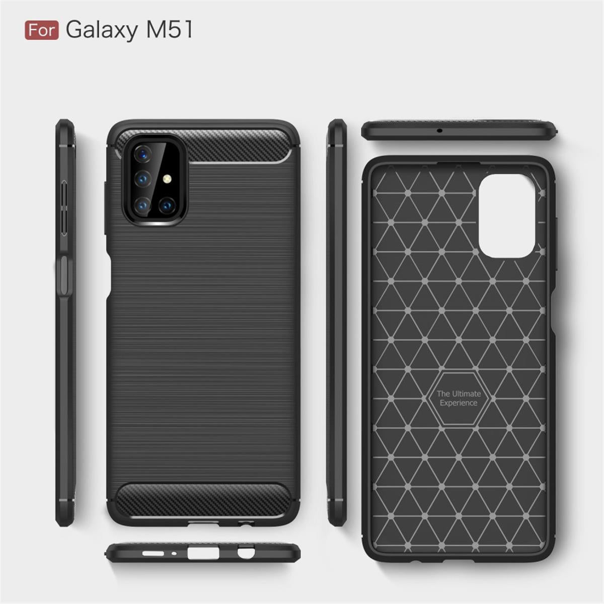 Hülle für Samsung Galaxy M51 Handyhülle Silikon Case Cover Bumper Carbonfarben