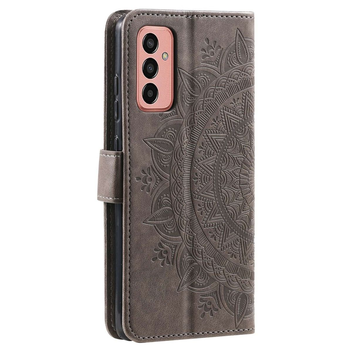 Hülle für Samsung Galaxy A14 4G/5G Handyhülle Flip Case Cover Etui Mandala Grau