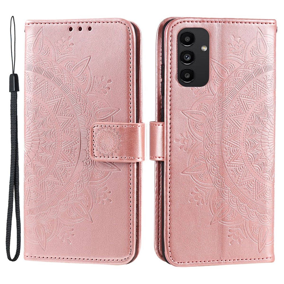 Hülle für Samsung Galaxy A13 5G/A04s Handyhülle Flip Case Cover Mandala Rosegold