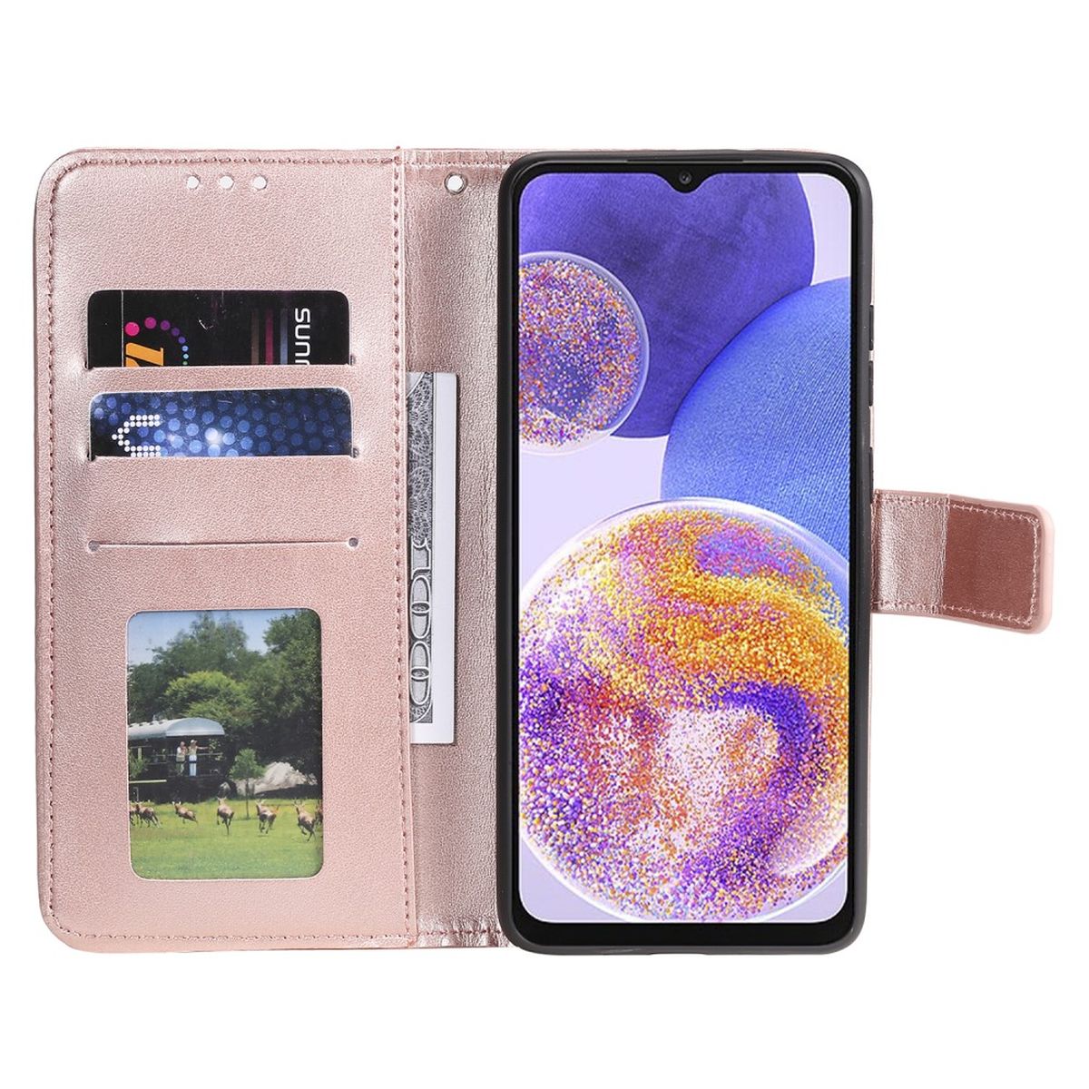 Hülle für Samsung Galaxy A23 Handyhülle Flip Case Cover Etui Mandala Rosegold