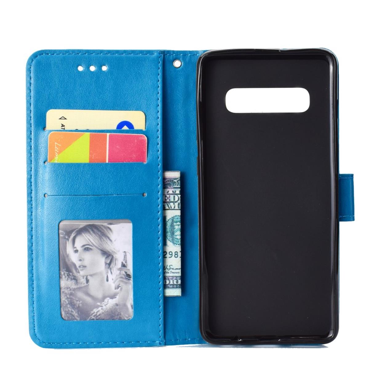 Hülle für Samsung Galaxy S10 Handyhülle Flip Case Cover Handytasche Mandala Blau