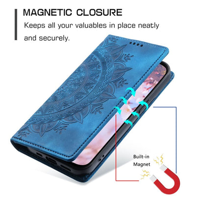 Hülle für Samsung Galaxy S24 Handyhülle Flip Case Cover Tasche Etui Mandala Blau