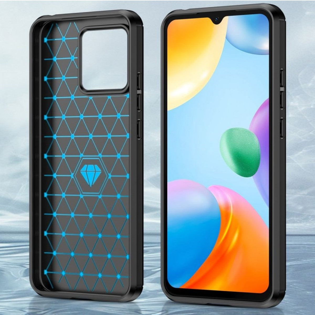 Hülle für Xiaomi Redmi 10C Handyhülle Silikon Case Cover Bumper Carbonfarben
