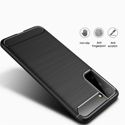 Hülle für Samsung Galaxy S21 Handyhülle Silikon Case Cover Tasche Bumper Carbonfarben