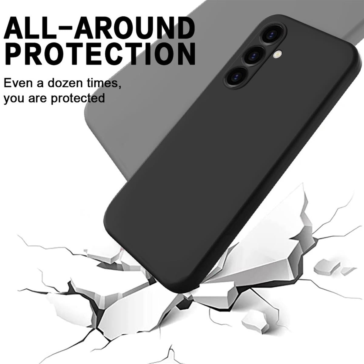 Hülle für Samsung Galaxy A05s 4G Handyhülle Silikon Case Cover Matt Schwarz